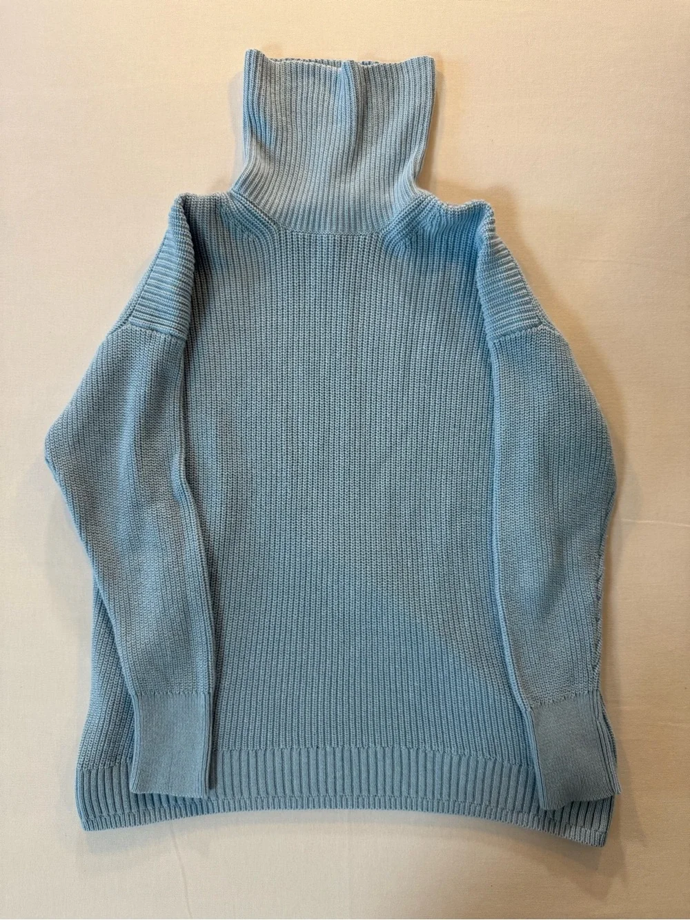 J. Crew Pale Blue Ribbed Turtleneck Sweater